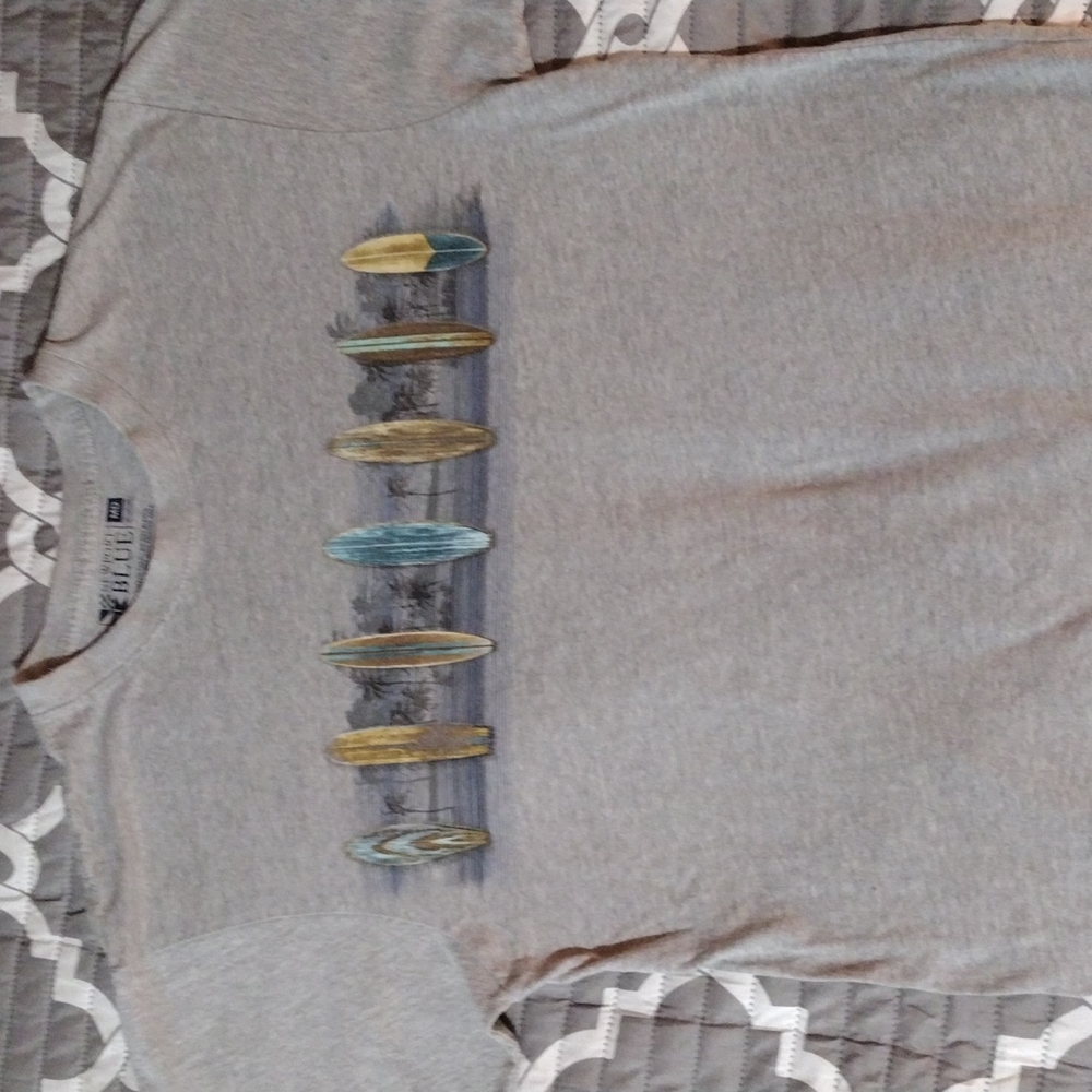 Newport Blue Tee, different surf longboards lined up(3 items for $20 item)